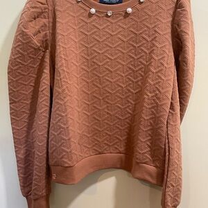Simply Southern Terracotta Sweater with Pearl Accents